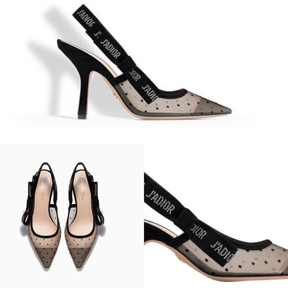 Dior Shoes - J'ADIOR SLINGBACK NUDE BLACK SWISS W/ RHINESTONES